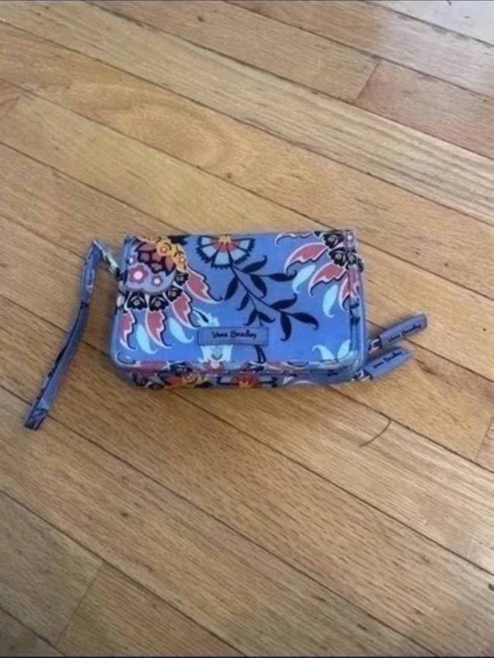 Vera Bradley Lavender Floral Zip Wristlet with Wrist Strap